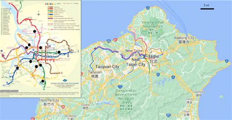 A map of northern Taiwan showing the location of Taipei City and New ...