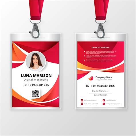 Free Vector | Front and back id card template with photo