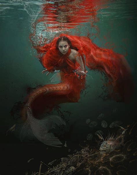 mermaid, Red, Fish, Sea, Water, Girl, Fantasy Wallpapers HD / Desktop ...