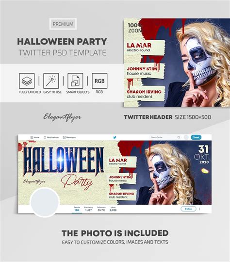 Multicolor Creative Halloween Party Twitter Premium Social Media Template PSD