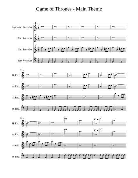 Game of Thrones Main theme Sheet music for Recorder | Download free in ...