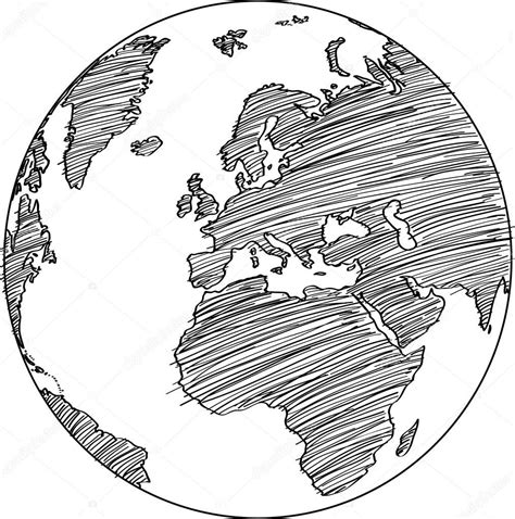 Descargar - Línea vector mundo mapa tierra globo bosquejado ilustrador ...