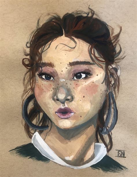 Decided to try painting a portrait with gouache and pretty happy with ...