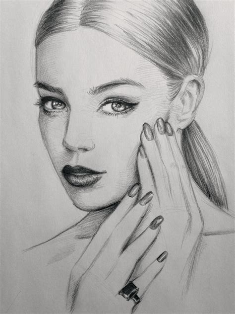 #nails #art #sketch #drawing #makeup #hair #beautiful pencil portrait ...