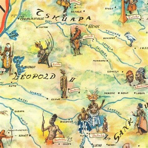 Old Pictorial Map of the Belgian Congo 1951 Fine - Etsy Canada