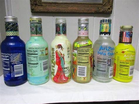 Vintage ARIZONA ICED TEA 6 BOTTLE LOT empty BLUE, ARTIST PETER MAX ...