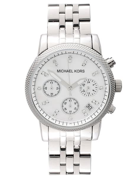 Michael kors Ritz Glitz Silver Chronograph Watch Mk5020 - Silver in ...