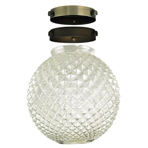 Westinghouse 8-1/4 in. Hand-Blown Diamond Cut Clear Glass Globe Shade Kit with 2-1/4 in. Fitter ...