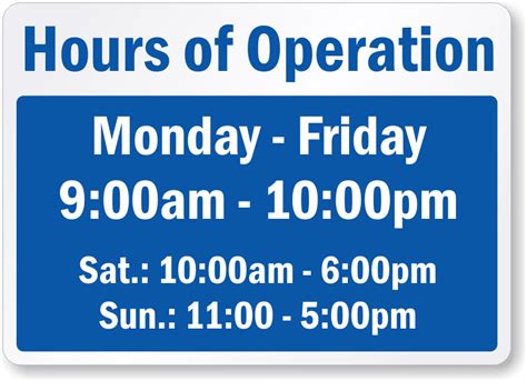 Hours of Operation Signs by [company], Marietta, GA