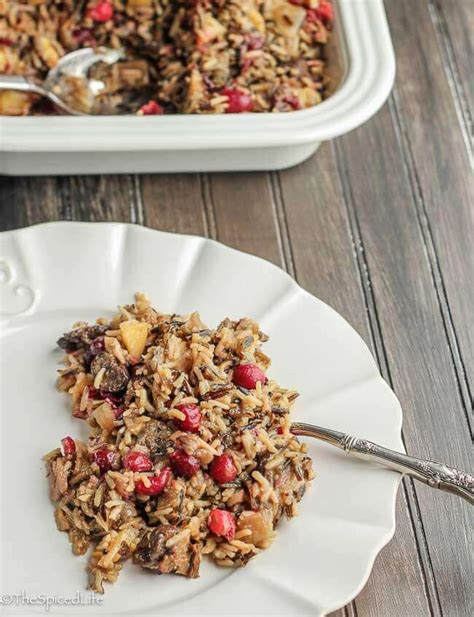 Cranberry Stuffing with Apples, Mushrooms and Wild Rice - The Spiced Life