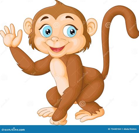 Cartoon Funny Monkey Waving Hand Stock Vector - Illustration of chimp, funny: 75440184