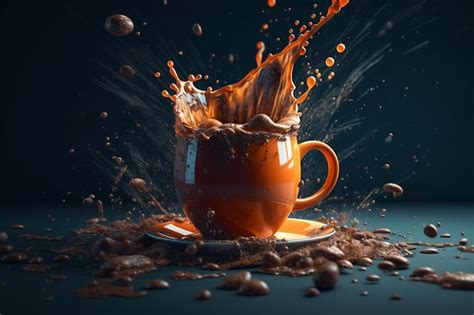 Premium AI Image | A cup of coffee with a splash of liquid in it