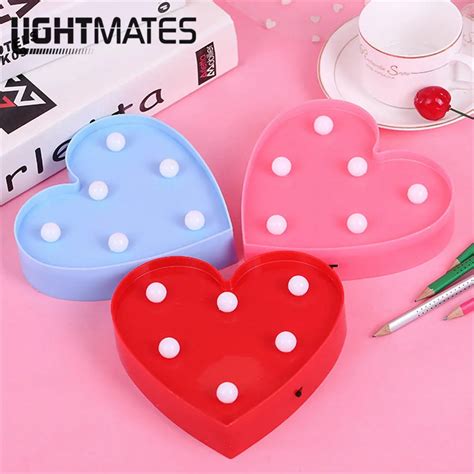Heart Shape LED Night Light Lamp Wall Lamp Battery Operated Night Lamps for Home Baby Kids ...