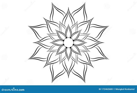 Circle Pattern Petal Flower of Mandala with Black and White,Vector Floral Mandala Relaxation ...