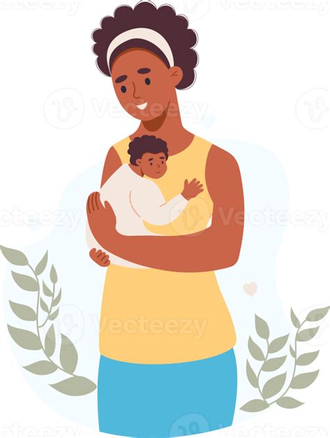 Happy black girl with newborn 22987932 PNG