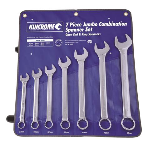 Kincrome K3035 Jumbo Combination Spanner Set 7 Piece Metric - Combination Spanners, Metric ...