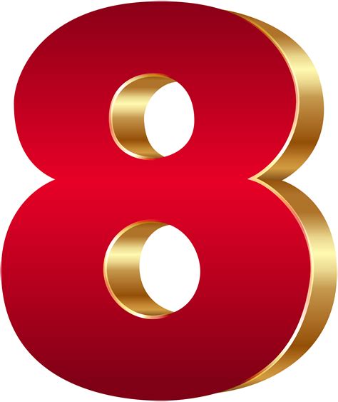 3D Number Eight Red Gold PNG Clip Art Image | Gallery Yopriceville - High-Quality Images and ...