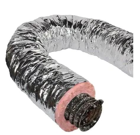 HVAC Ventilation 6 in. X 25 FT. Insulated Flexible Duct R6 Silver ...