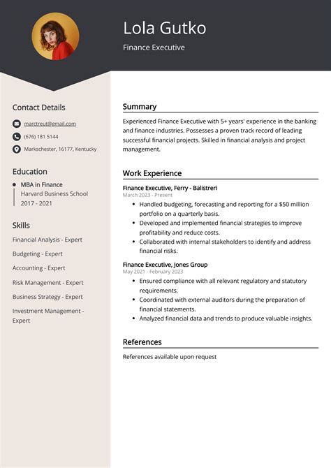 Finance Executive Resume Example (Free Guide)