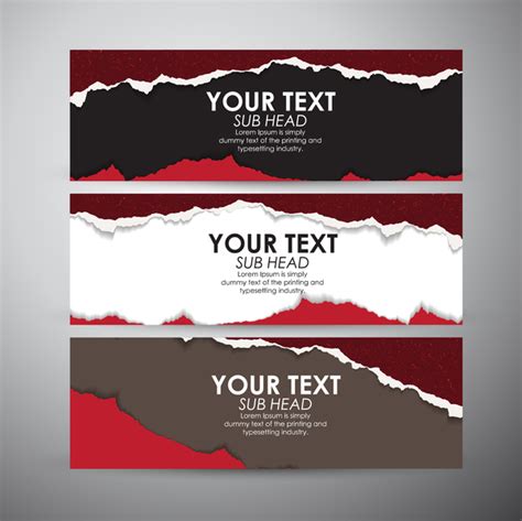 Torn paper banner set vector 06 free download