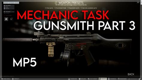 Gunsmith Part 3 - Mechanic Task (MP5) 0.12.9 | Escape From Tarkov - Game videos