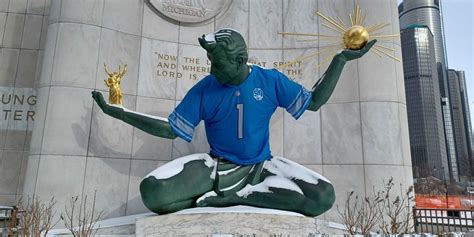 Lions jersey on Spirit of Detroit was once forbidden | Crain's Detroit Business