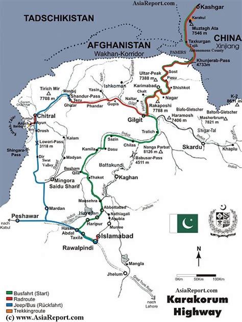 Map Karakoram Highway & Khunjerab Pass (between China and Pakistan) 1A