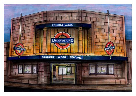 Illustration of Colliers Wood Underground Station, Northern Line, South London, England, UK - Etsy