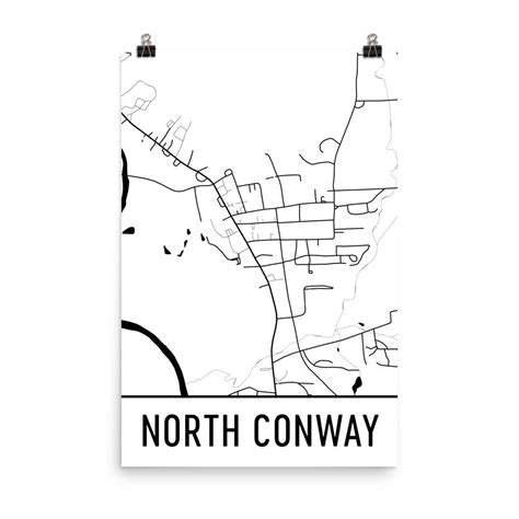 North Conway Street Map Poster - Wall Print by Modern Map Art