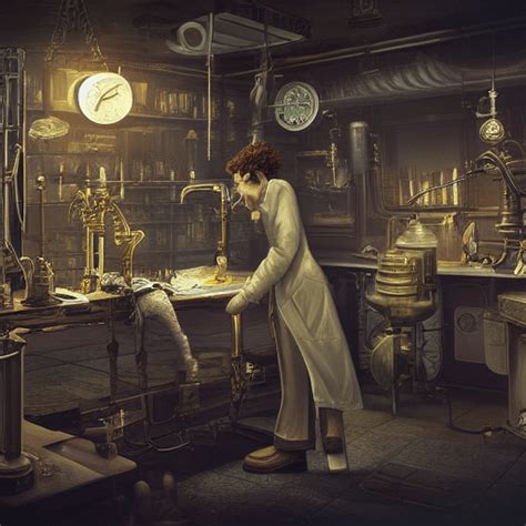 Steampunk Mad Scientist Laboratory with Corpse on Table · Creative Fabrica