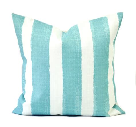 One Striped Outdoor Pillow Cover, Cushion, Decorative Throw Pillow, Light Blue Pillow, Accent ...