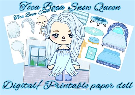 Toca Boca Snow Queen /toca Boca Paper Doll and Clothes / Toca - Etsy Finland