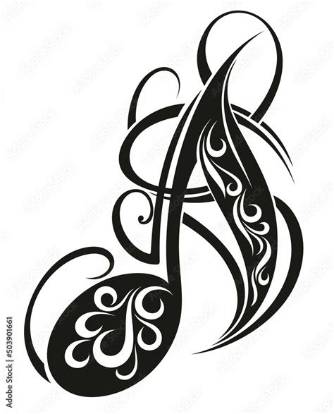 Music note. Black silhouette isolated on white background. Stock Vector ...