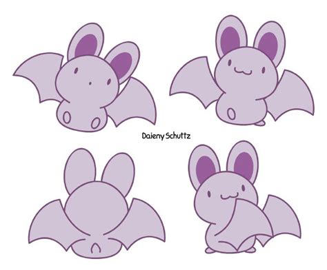 Purple Bat | Cute drawings, Cute animal drawings, Kawaii drawings