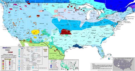 U.S.A - Map of all languages in USA — North American English dialects and accents, indigenous ...