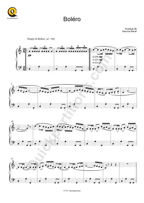 Maurice Ravel Bolero Sheet Music (Piano Solo) In C Major (transposable ...