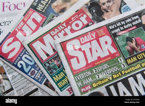 The front pages and mastheads of UK 'Red Top' tabloid tabloids Sun Star ...