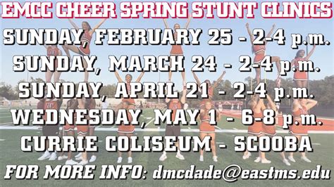 EMCC cheerleading to hold four spring stunt clinics on Scooba campus ...