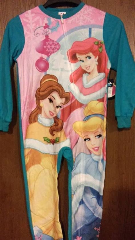 Disney PRINCESSES Ariel Belle FOOTED Pajamas NeW Girl's 7/8 Zip-Up Footie Pjs $!9.99 # ...