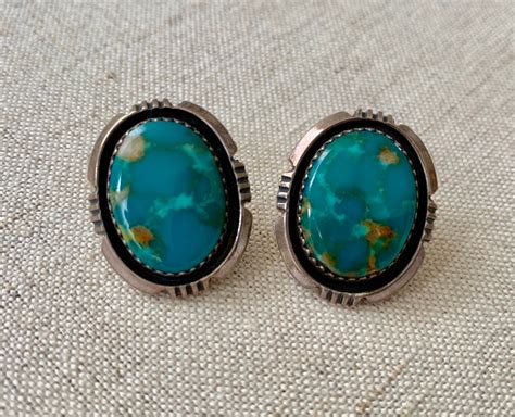 Navajo Turquoise Earrings Sterling Silver Vintage Native American ...