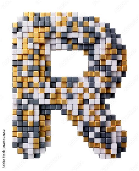 Letter R of alphabet digital pixel font isolated on transparent ...