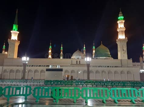 Beautiful View of Masjid Al Nabawi, Madinah at Night. Stock Photo ...