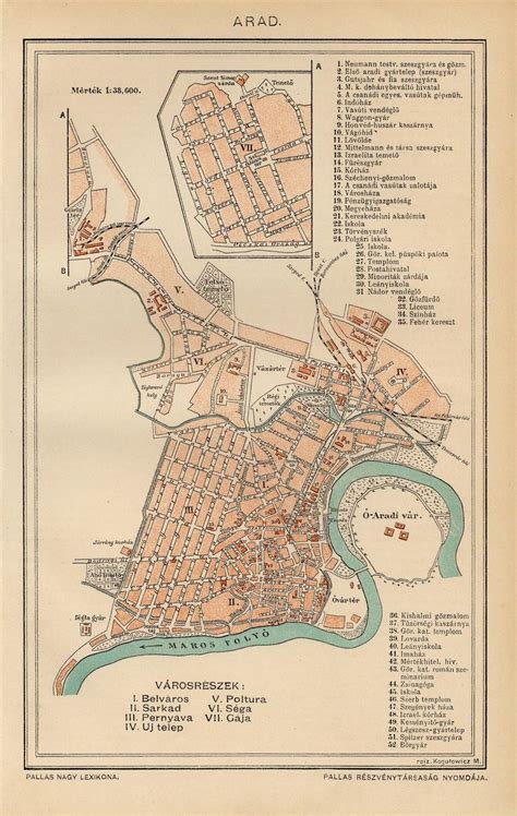 ARAD CITY MAP Romania from 1893 | Etsy | City map, Map, Antique maps