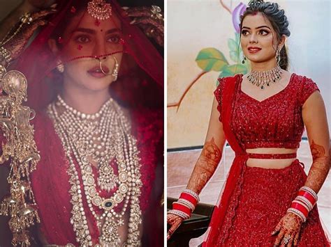 Priyanka Chopra red lehenga | Bride recreates Priyanka Chopra's Sabyasachi wedding lehenga look ...