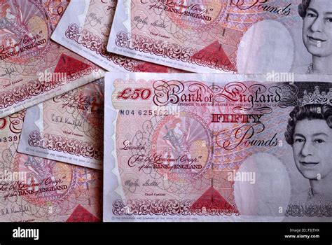 Fifty Pounds notes of Bank of England ; Currency of a country England Stock Photo - Alamy