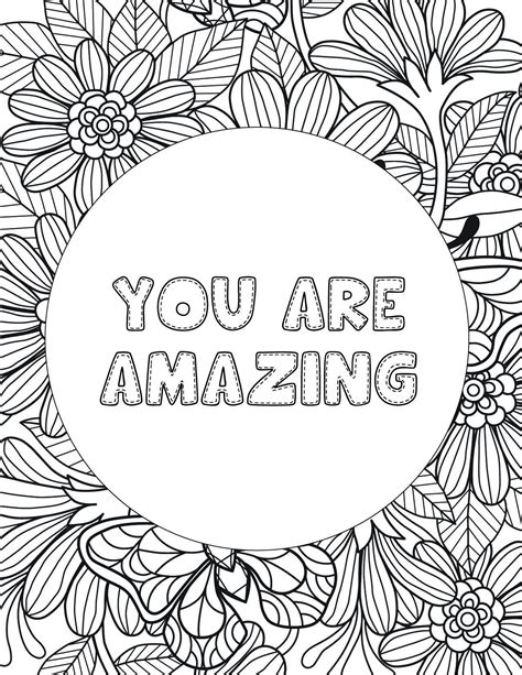 Free Printable Fun Inspirational Quote Coloring Page - You Are Amazing ...