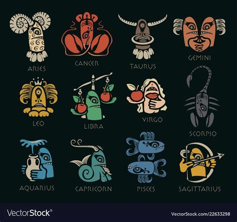 Monsters signs of the zodiac icons for horoscopes Vector Image Funny ...