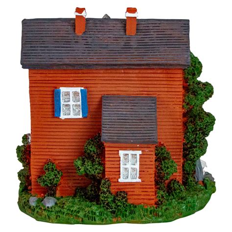 4.5" Red & White LED lighted Colonial House Christmas Village Decoration | Christmas Central