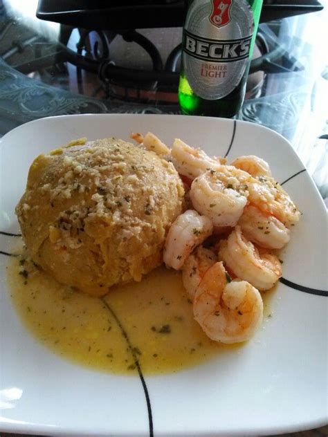 Puerto Rican Mofongo with shrimp in garlic sauce. Seafood Recipes ...