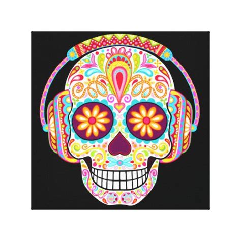 Sugar Skull Wall Art Gallery-Wrapped Canvas | Zazzle